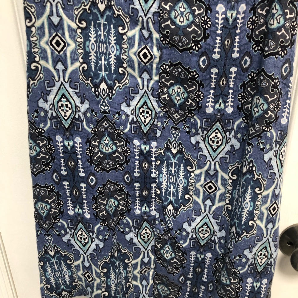 Rachel Zoe 100% linen summer casual blue tribal ikat print tank dress size S - Picture 10 of 11